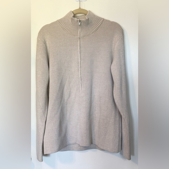 NEW Zella Après Ski Half Zip Ribbed Ivory Merino Wool-Blend Sweater- Size XXL - Picture 11 of 11